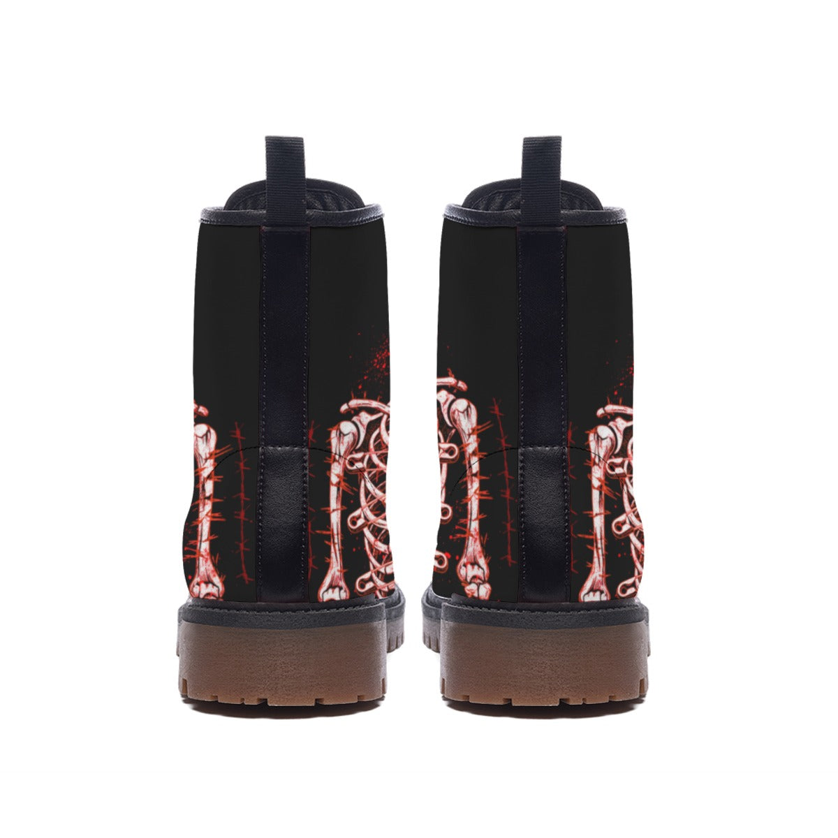 Punk Womens Screaming Skeleton Combat Boots | Horror Punk Aesthetic | Vegan Leather