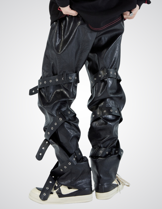 Black Metal PU Pants
