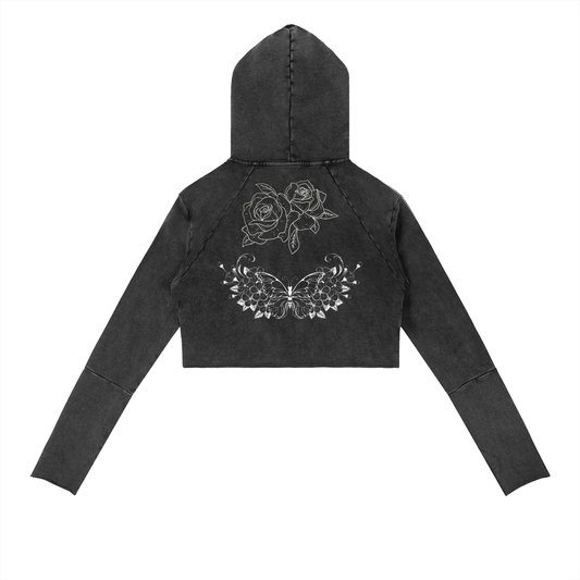 Women's Gothic Crop Hoodie | Gothic Ezoteric Tattoo Hoodie