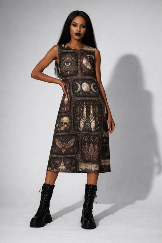 Occult Women's Gothic Dress | Occult Magic Boho Patchwork 100% Cotton