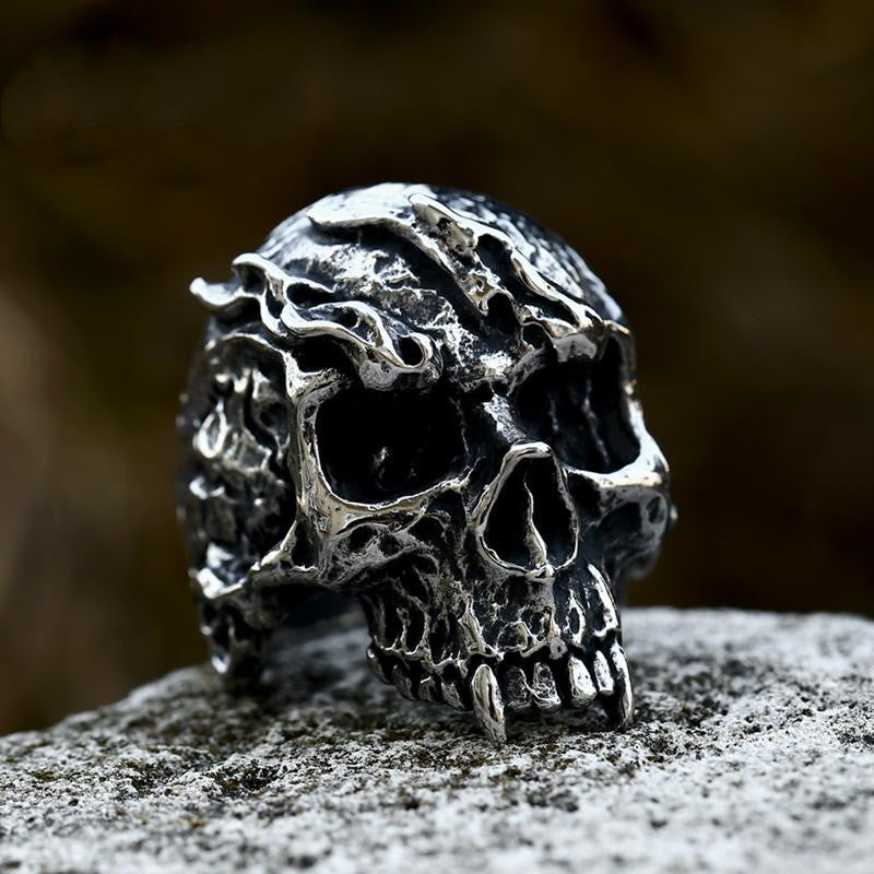 Heavy Metal Frayed Skull Ring