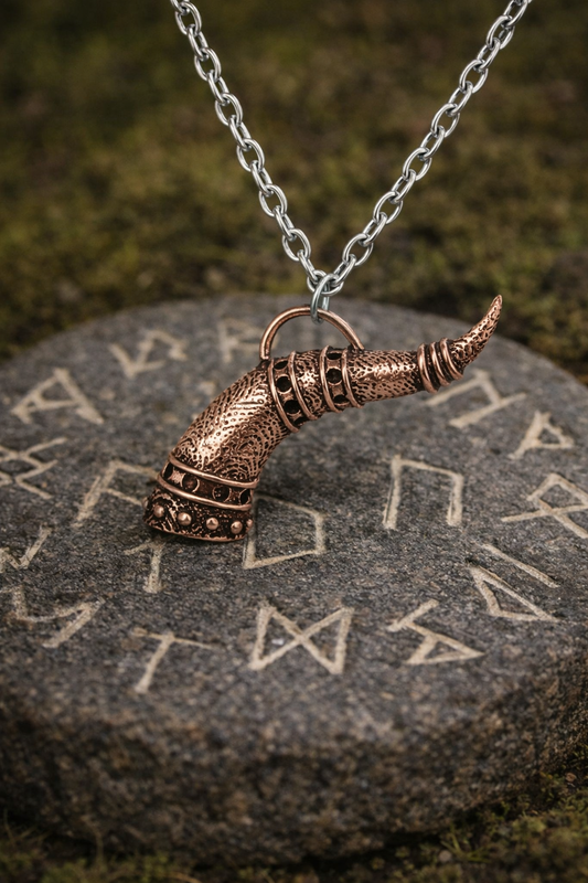 Horn of Valhalla's Feast Nordic Necklace – Rose Gold