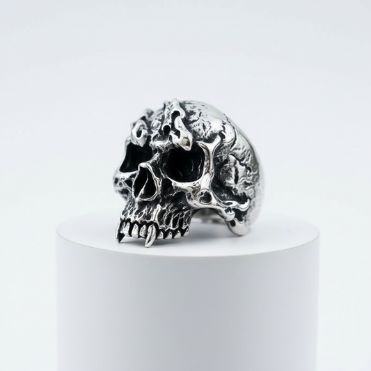 Heavy Metal Frayed Skull Ring