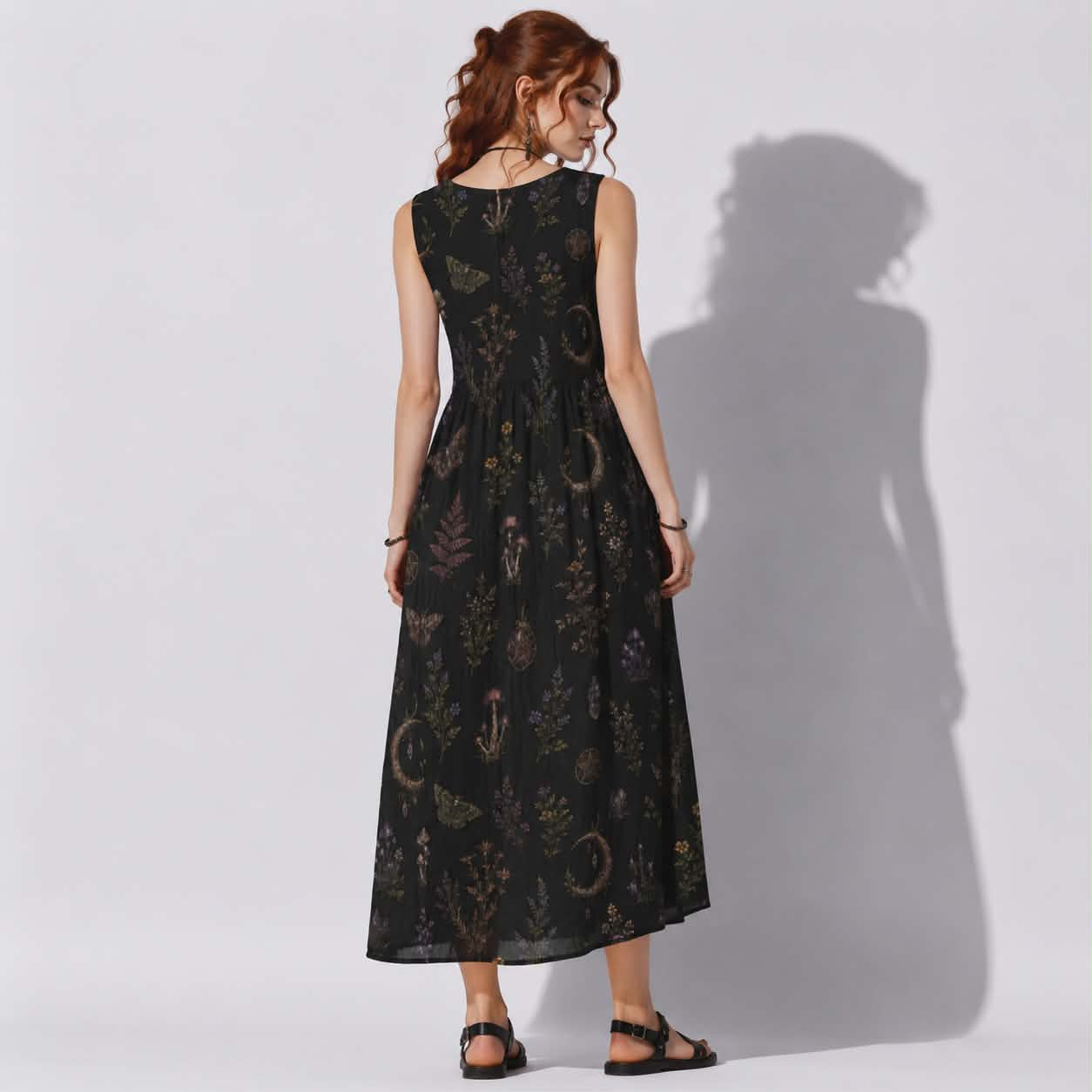 Witchmoon Slavic Ritual Dress | Gothic Witchcore Cotton Maxi Dress