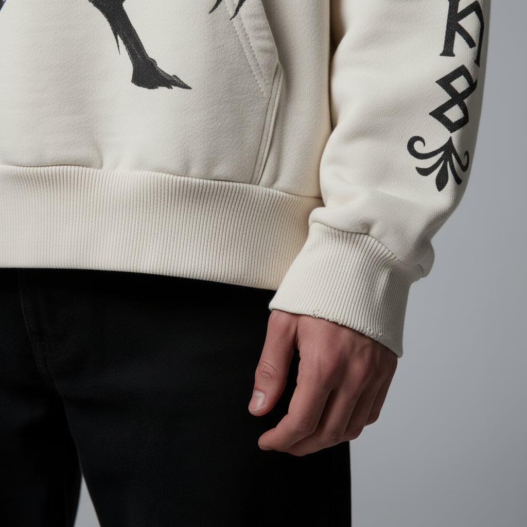 Beige Slavic-Goth Leshy Master Dark Forest Sweatshirt