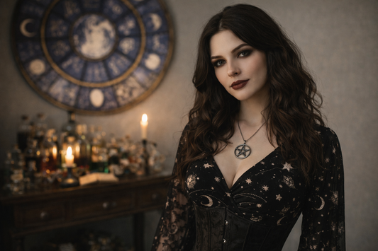 Gotyckie Opowieści #7: Celestial Gothic, Wicca i elementy astralne w gotyckim stylu. Sukienki, topy i akcesoria.