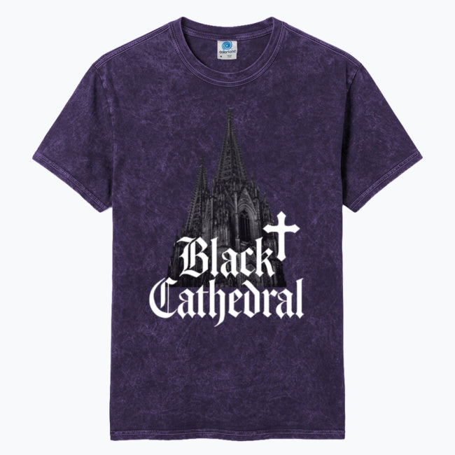 Gothic Mineral Wash Vintage T-Shirt | Black Cathedral Shadow I | 100% Cotton