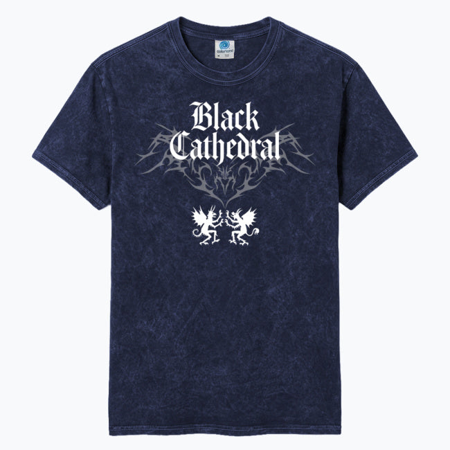 Gothic Vintage Washed T-Shirt | Black Cathedral Devil Crest | Gothic Darkwear T-Shirt 100% Cotton