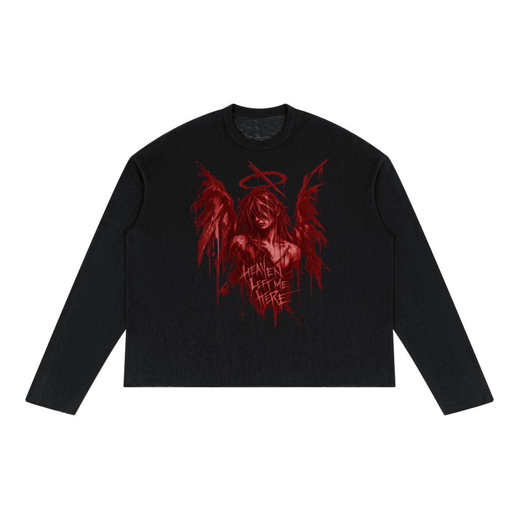 Unisex Grunge Goth Long Sleeve T-Shirt | Heaven Left Me Here | Fallen Angel