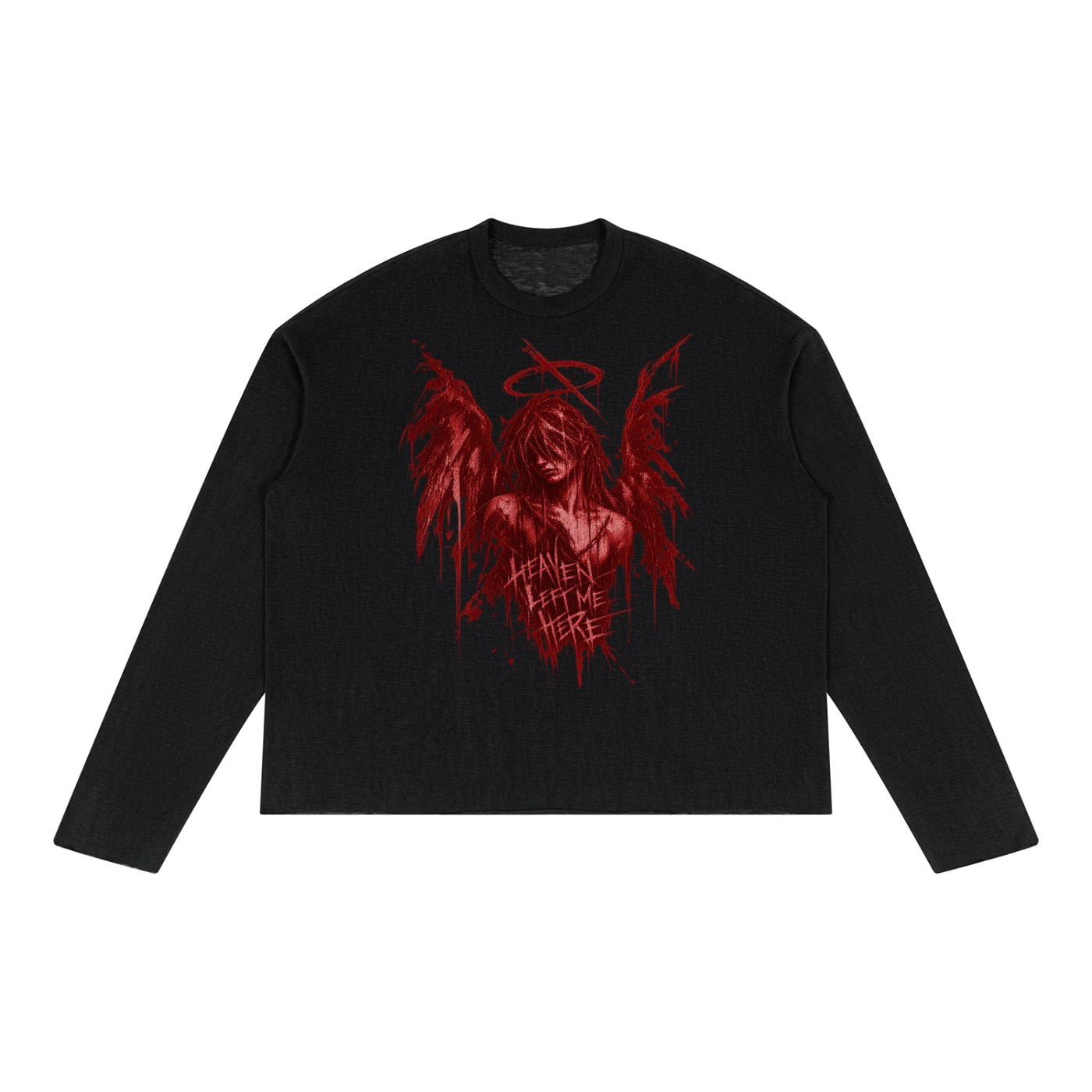Unisex Grunge Goth Long Sleeve T-Shirt | Heaven Left Me Here | Fallen Angel