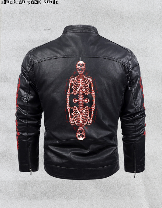 Punk Leather Jacket "Industrial Raw Skeleton"