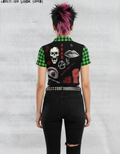 Women's Punk Zip Crop Top "Abstract Chaotic Manifesto" – Toxic Green
