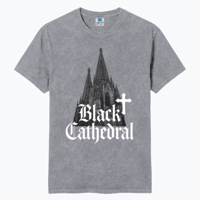 Gothic Mineral Wash Vintage T-Shirt | Black Cathedral Shadow I | 100% Cotton