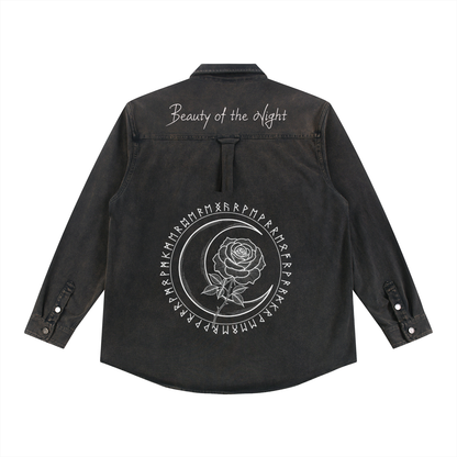 Gothic Denim Jacket | Dark Night Rose