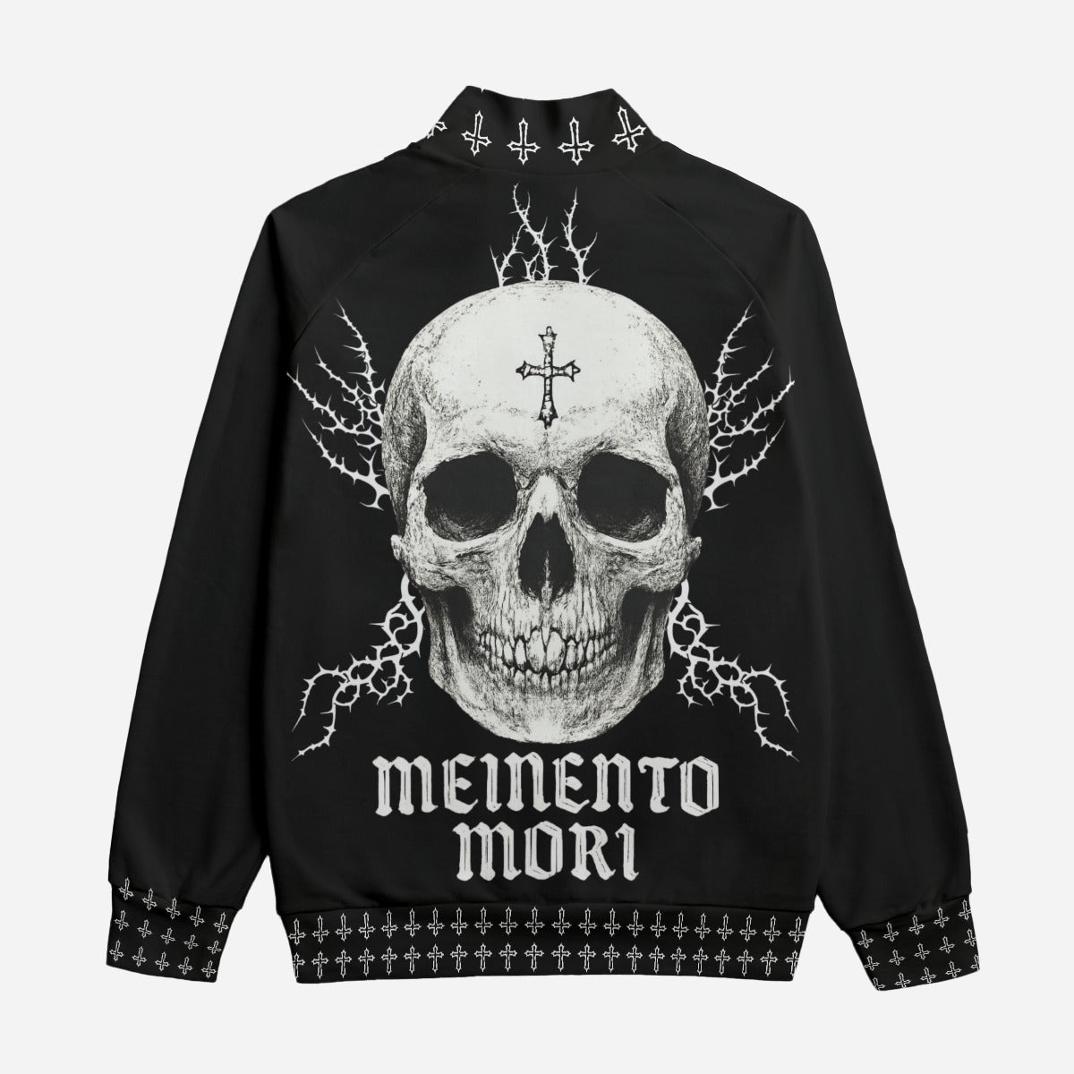 Gothic Darkwear Bomber Jacket Premium | Black Cathedral II – Pain Skull Legacy | 100% Cotton 310 GSM