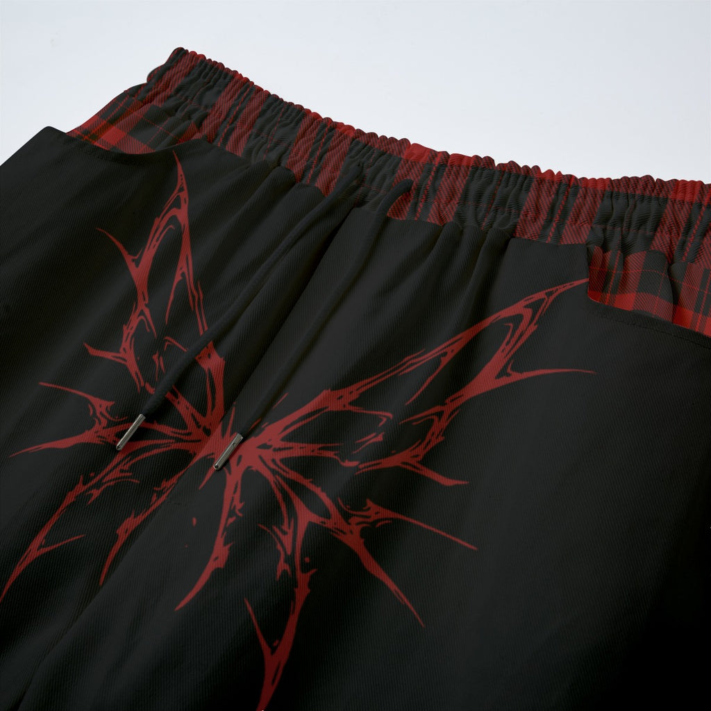 Punk Grunge Tartan Pants | Crimson Moth – 100% Cotton 245 GSM
