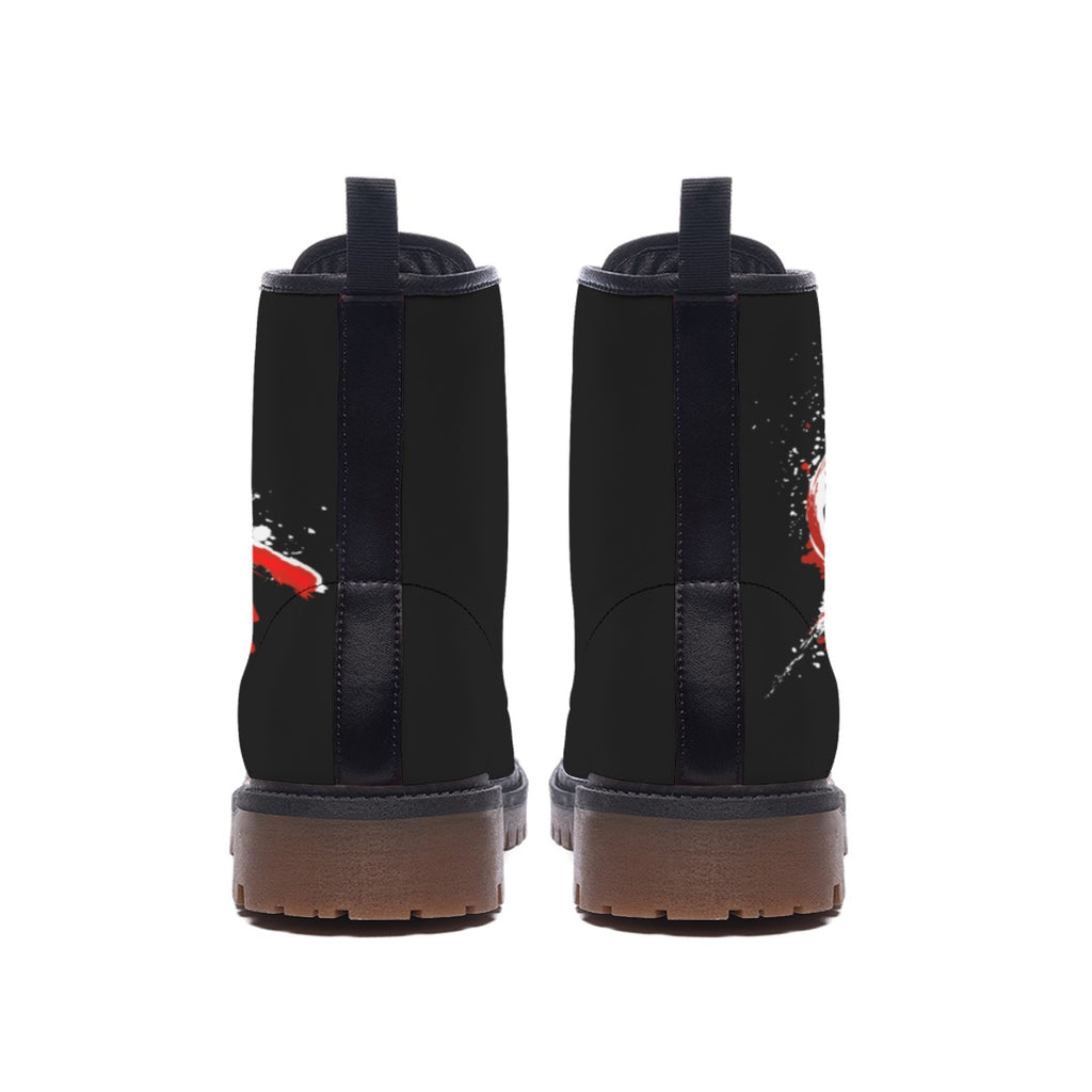 Punk Combat Boots | Anarchy Stomp Graffiti Rebel Design | Vegan Leather