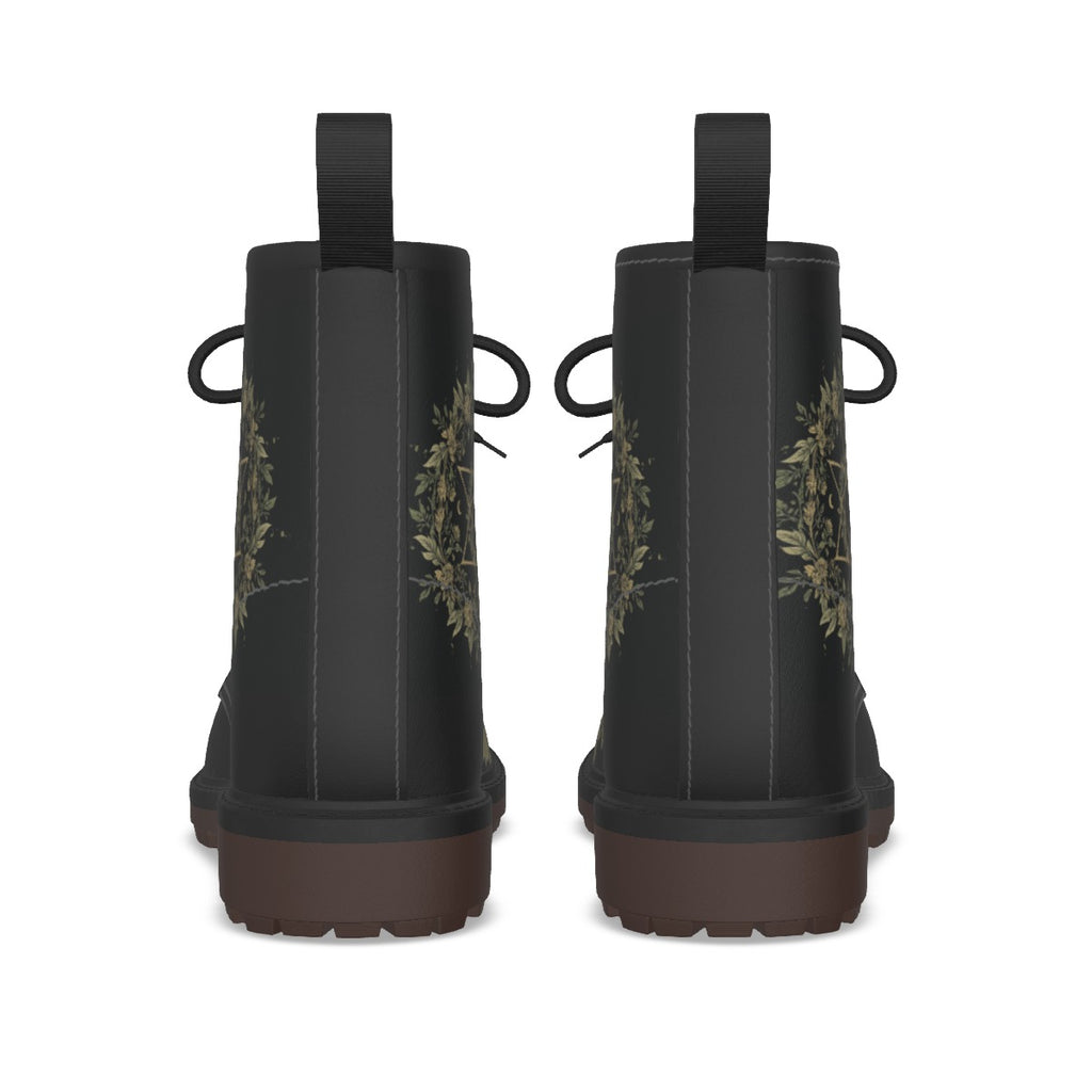 Women's Gothic Boots | Occult Botanical Wiccan Symbols & Flora