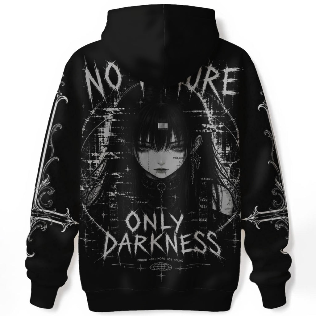 gothic hoodie back view black only darkness y2k harajuku design product