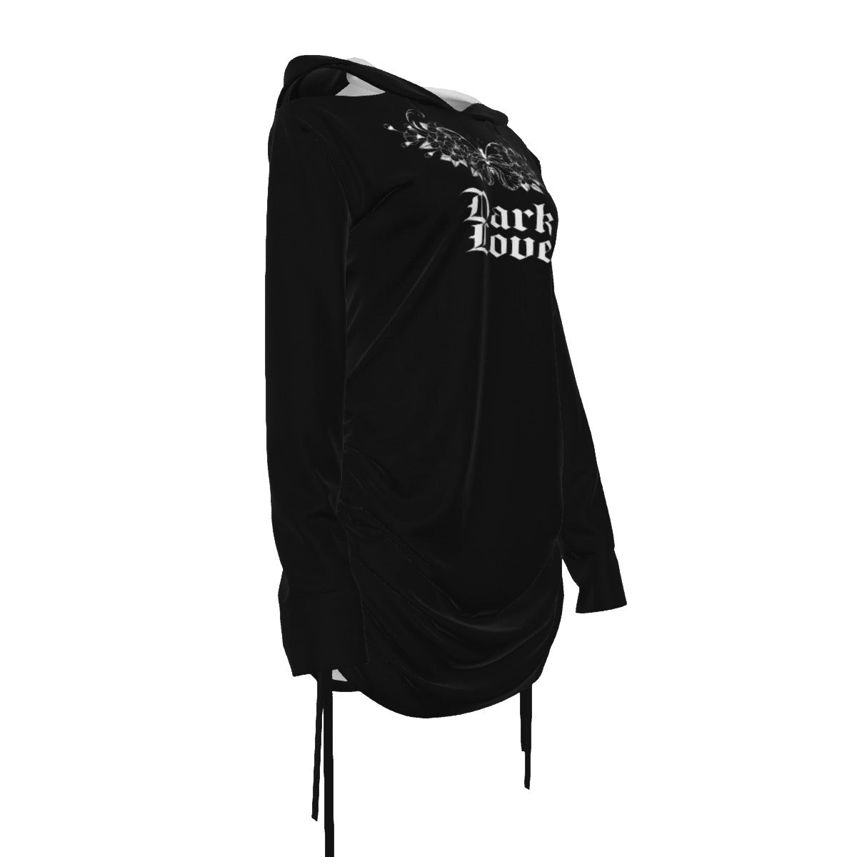 Dark Love Gothic Hoodie Dress – Asymmetrical One Shoulder Hooded Dress | Gothic | Darkwear | Alternative Fashion