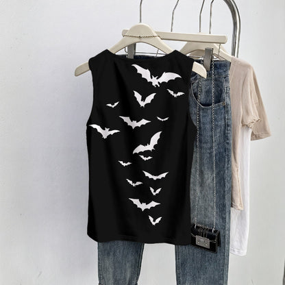 Women's Gothic Moon Moth Tank Top | Dark Romantic Goth Top with Moon and Bats