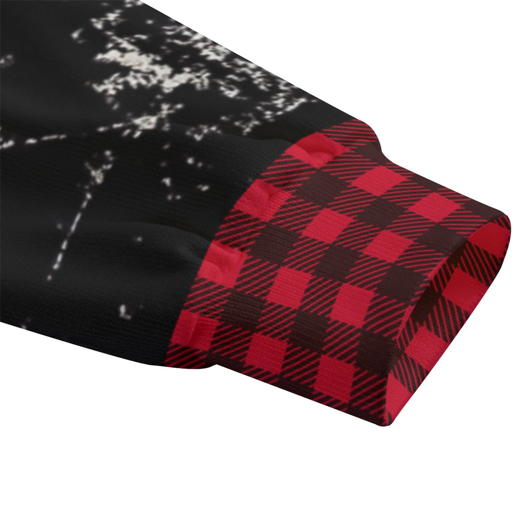 Grunge Chaos Oversized Hoodie | Red Tartan Distressed Streetwear