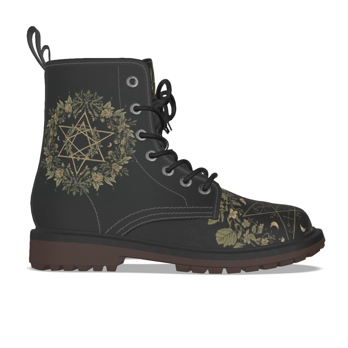 Women's Gothic Boots | Occult Botanical Wiccan Symbols & Flora