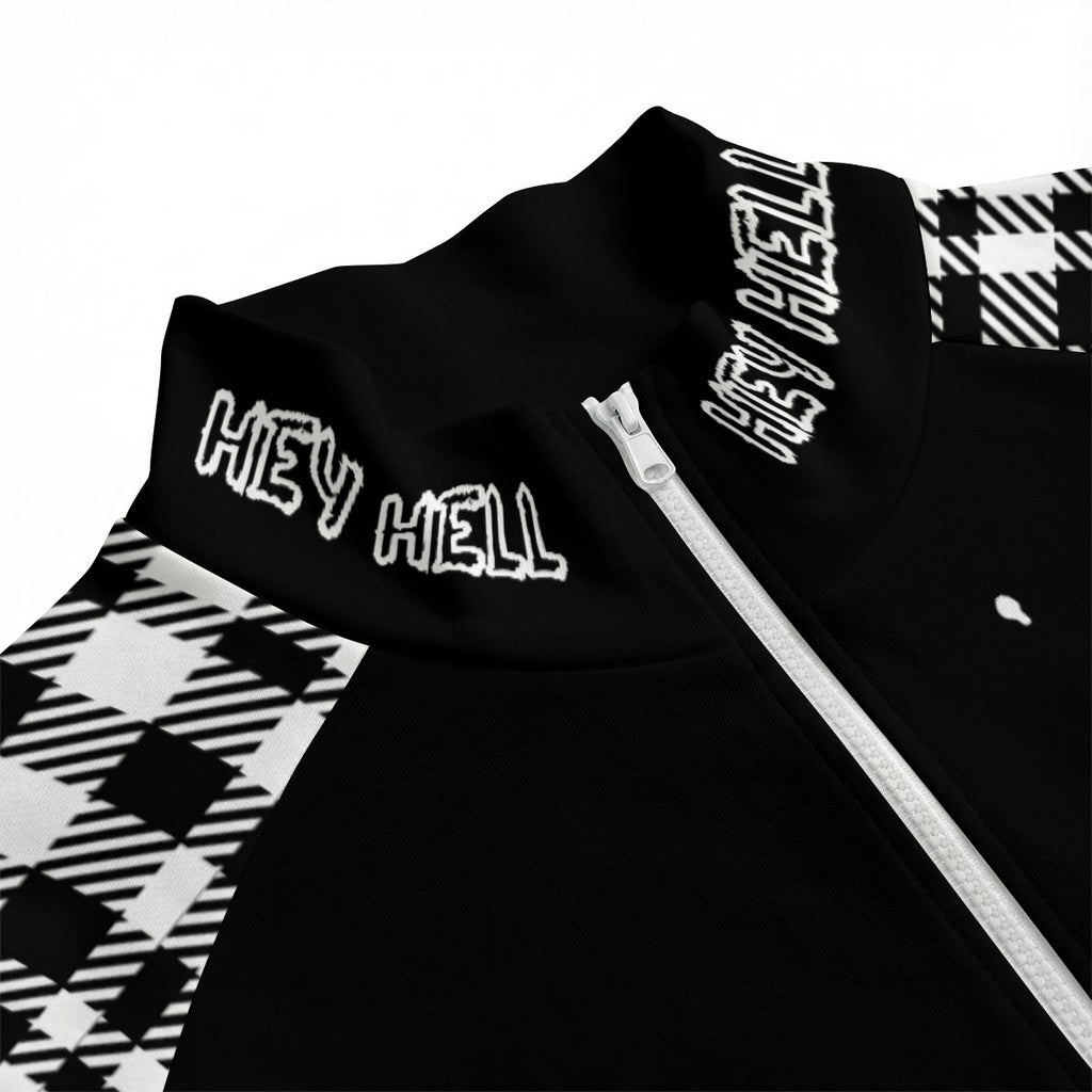 HEY HELL Punk Gothic Checkered Zip-Up Jacket | Y2K Grunge Streetwear