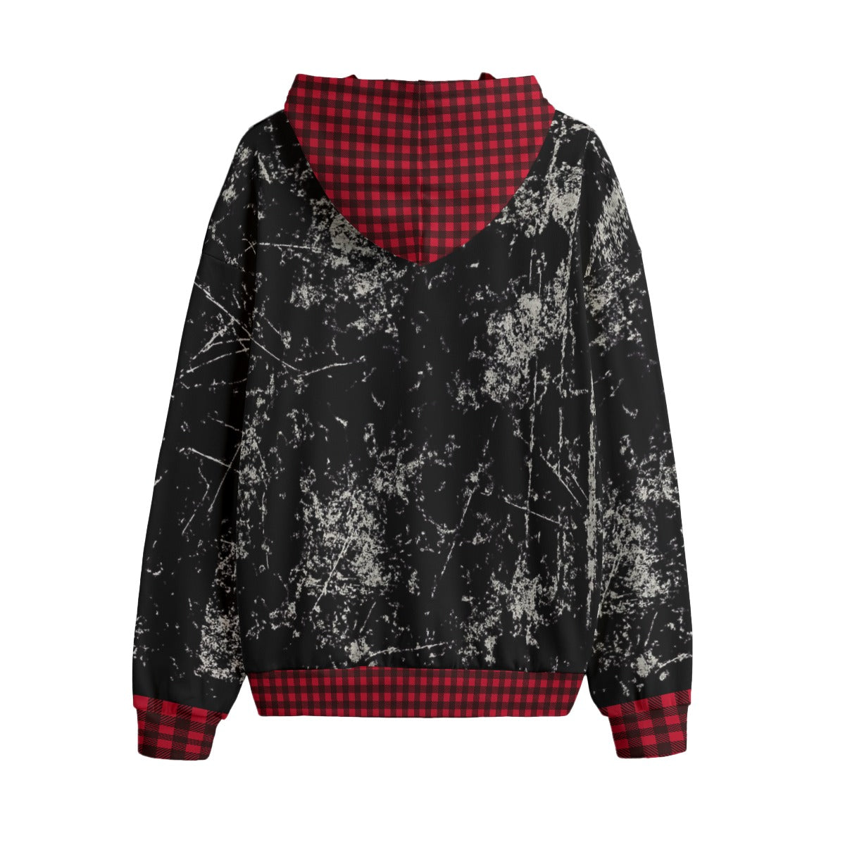 Grunge Chaos Oversized Hoodie | Red Tartan Distressed Streetwear