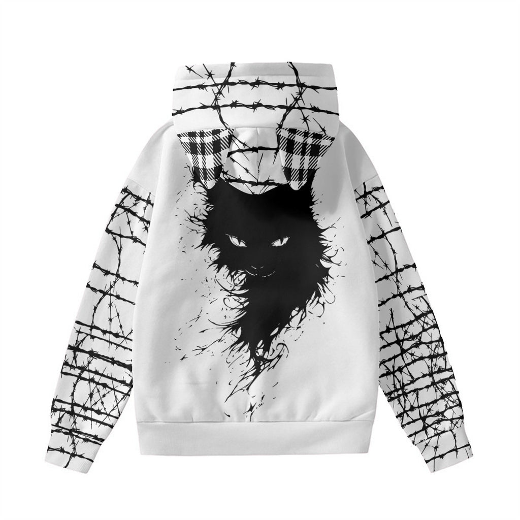 Women's Grunge Goth Cat Ear Hoodie | Anarchy Cat Escape | 230 GSM