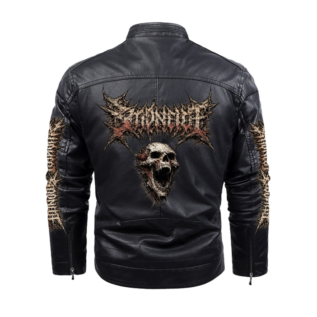 Death Metal PU Leather Jacket  Death Industrial Skull