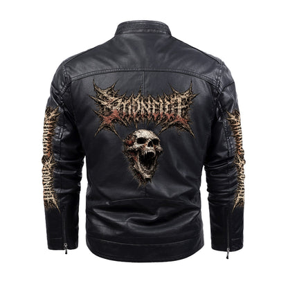 Death Metal PU Leather Jacket  Death Industrial Skull