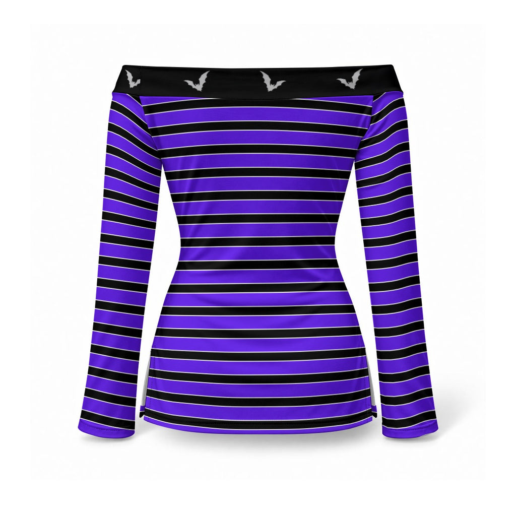 Women's Gothic Witchy Off Shoulder Top | Purple Sky Bat