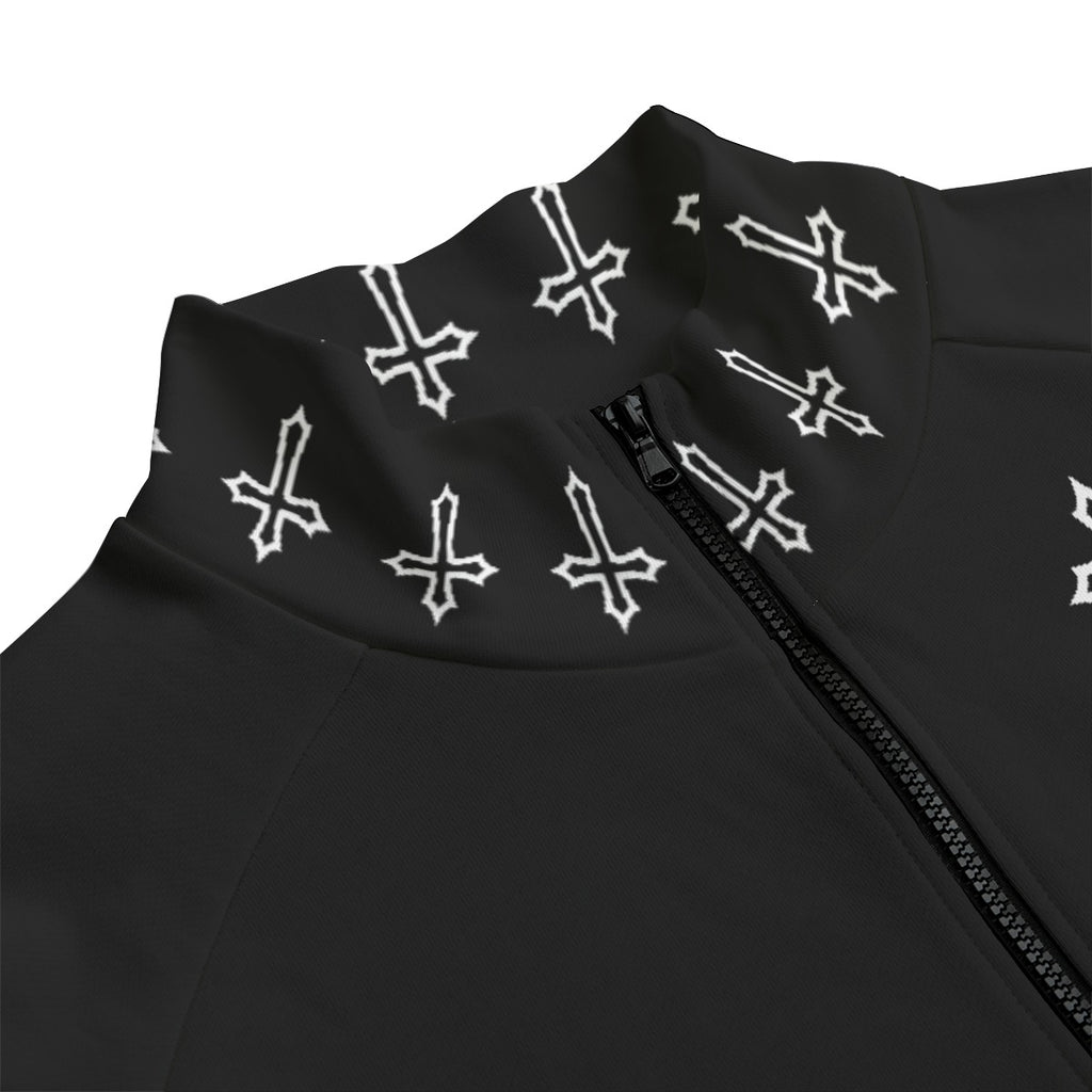 Gothic Darkwear Bomber Jacket Premium | Black Cathedral II – Pain Skull Legacy | 100% Cotton 310 GSM