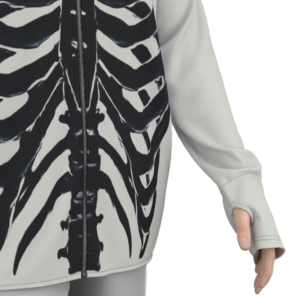 Gothic UV50+ Skeleton Wings Hoodie – Lightweight Unisex Gothic Grunge Y2K Zip Hoodie with Sun Protection