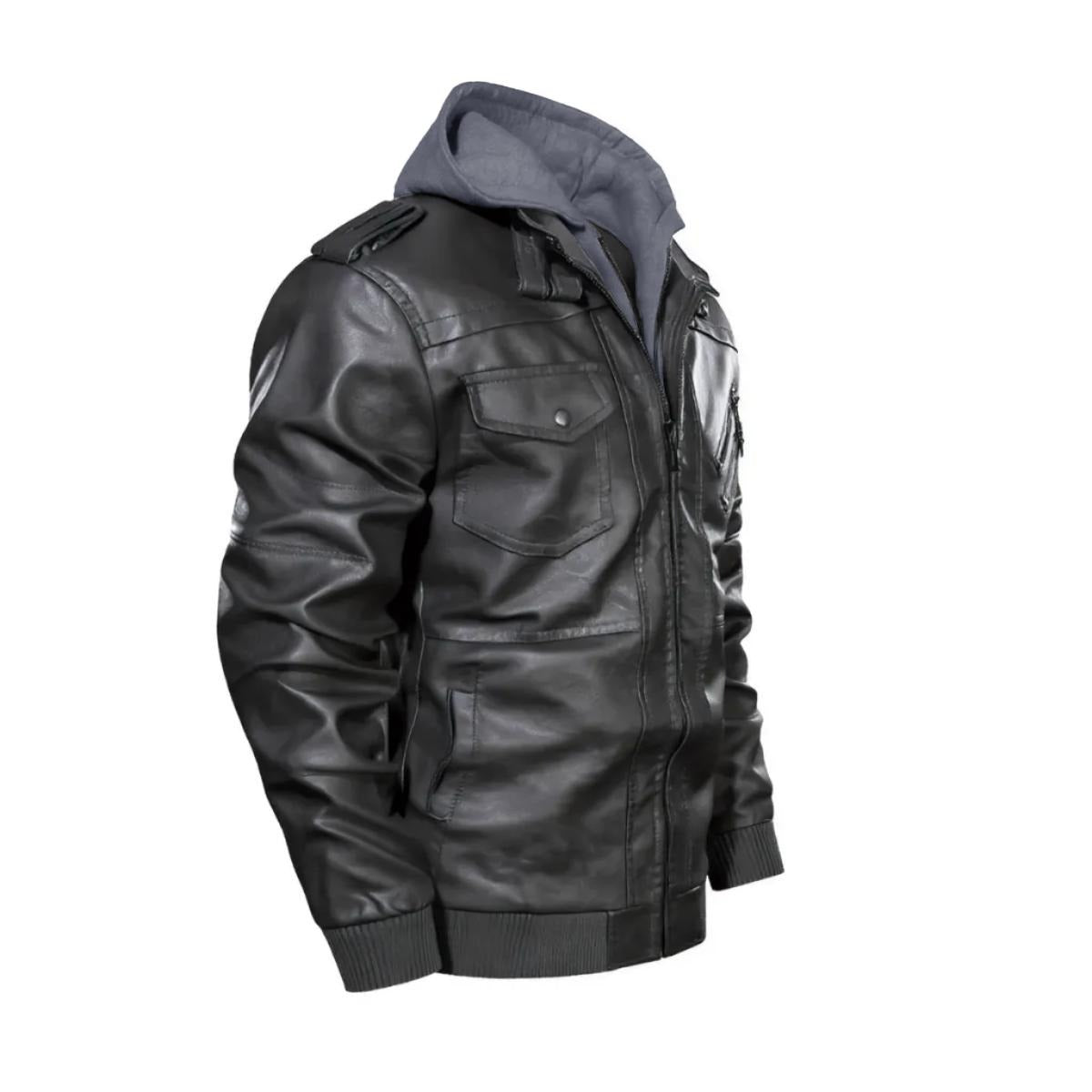 A Decayed Barrow Death Metal Leather Hoodie Jacket