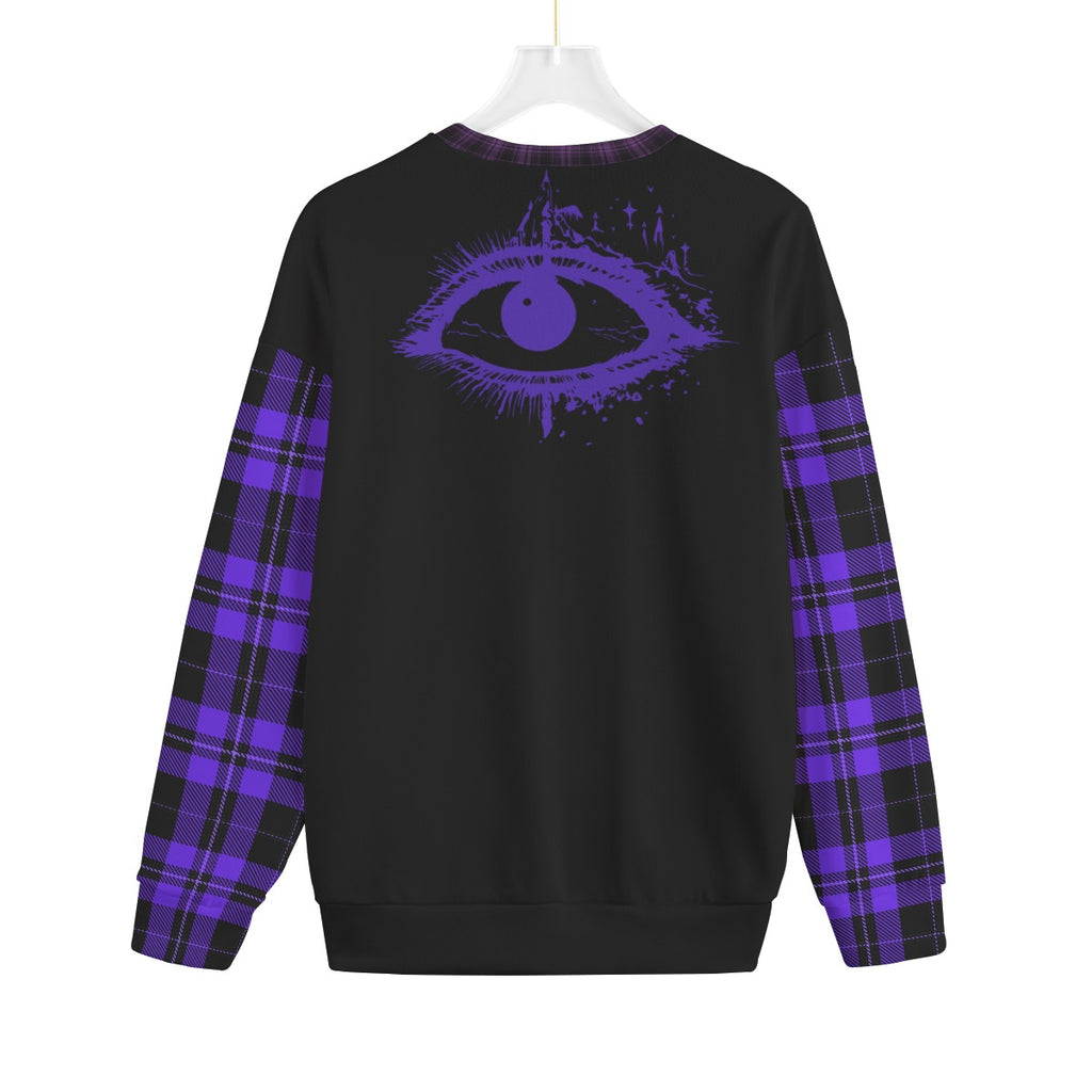 Gothic Witchcore Purple Tartan Sweater | Midnight Coven | 280 GSM