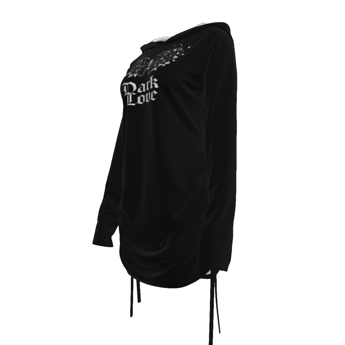 Dark Love Gothic Hoodie Dress – Asymmetrical One Shoulder Hooded Dress | Gothic | Darkwear | Alternative Fashion