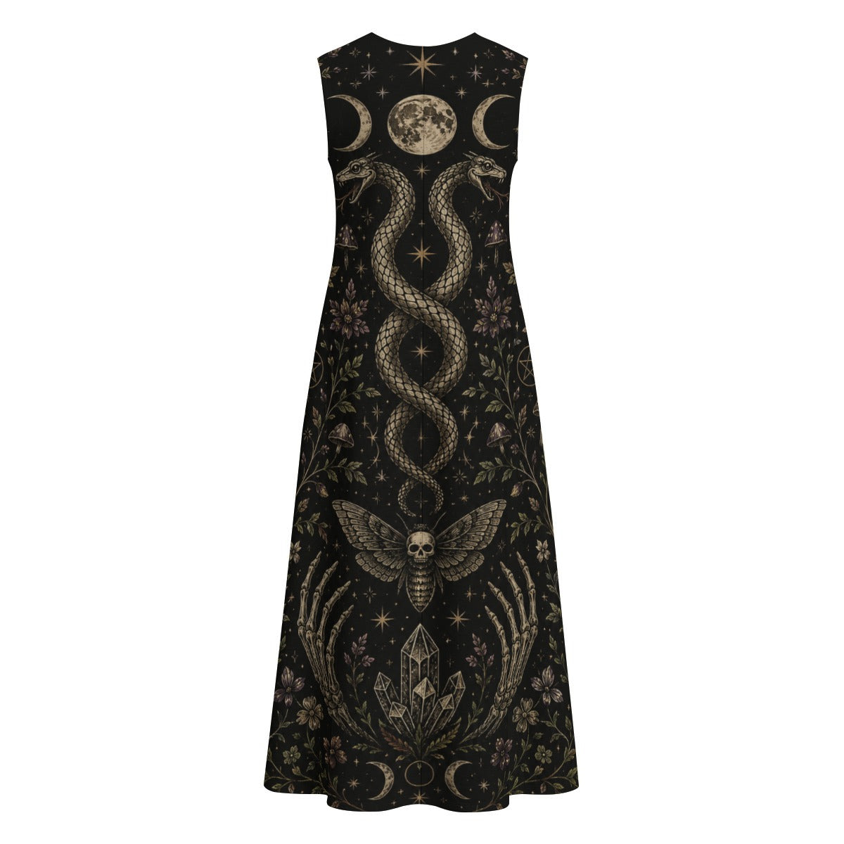 Witchcore Cotton Maxi Dress with Pockets – Wicca Summer Dress | Whimsigoth | Boho