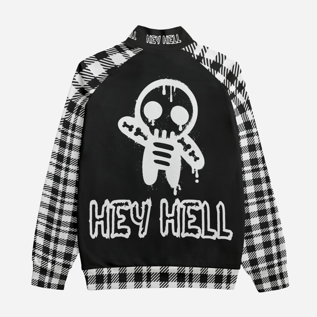 HEY HELL Punk Gothic Checkered Zip-Up Jacket | Y2K Grunge Streetwear