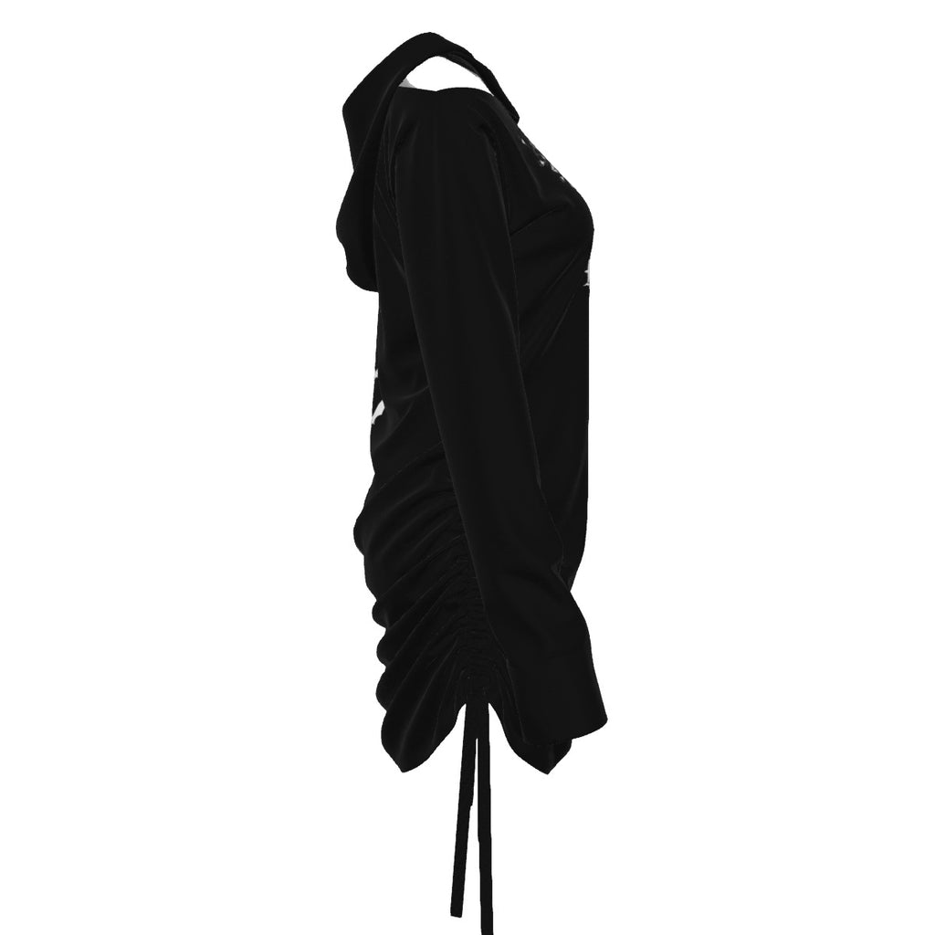 Dark Love Gothic Hoodie Dress – Asymmetrical One Shoulder Hooded Dress | Gothic | Darkwear | Alternative Fashion