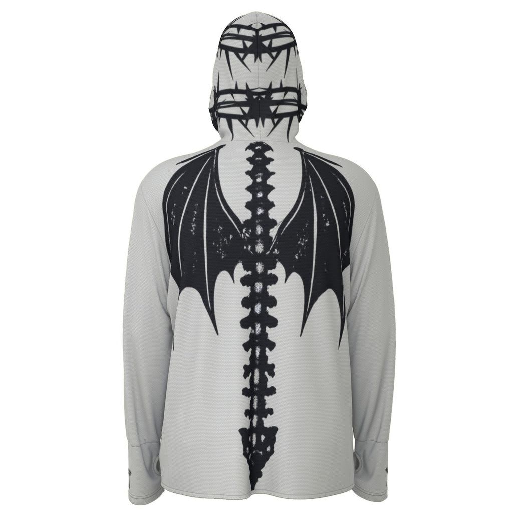 Gothic UV50+ Skeleton Wings Hoodie – Lightweight Unisex Gothic Grunge Y2K Zip Hoodie with Sun Protection