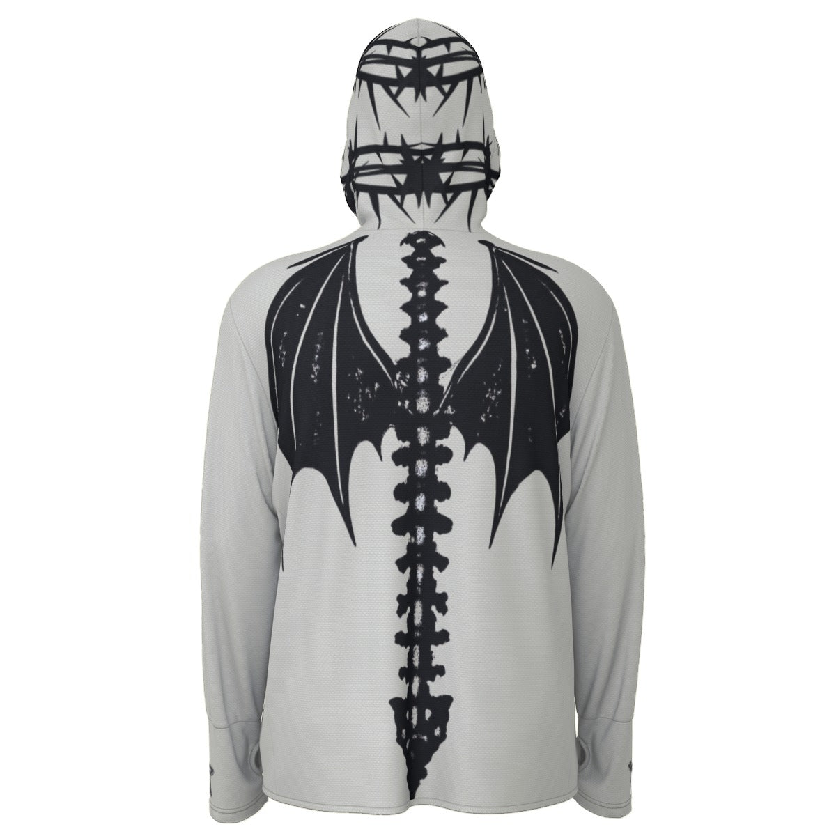 Gothic UV50+ Skeleton Wings Hoodie – Lightweight Unisex Gothic Grunge Y2K Zip Hoodie with Sun Protection