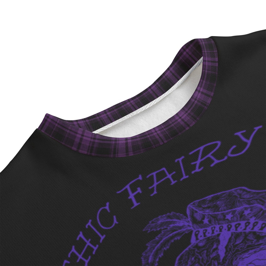Gothic Witchcore Purple Tartan Sweater | Midnight Coven | 280 GSM