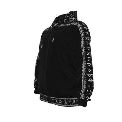 Gothic Zip-Up Hoodie | Dark Occult Rune Circle