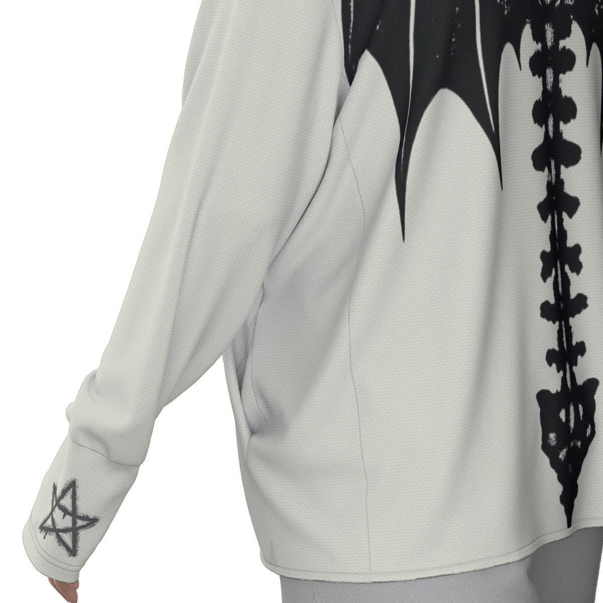 Gothic UV50+ Skeleton Wings Hoodie – Lightweight Unisex Gothic Grunge Y2K Zip Hoodie with Sun Protection