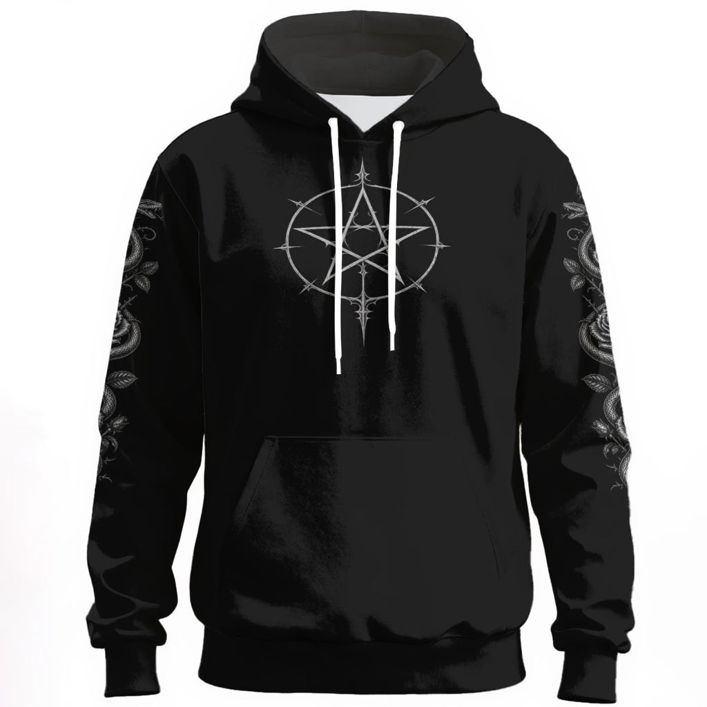 Dark Archedemon Prince Gothic Hoodie – Unisex Skull & Serpent Black Gothic Hoodie | 310gsm Cotton