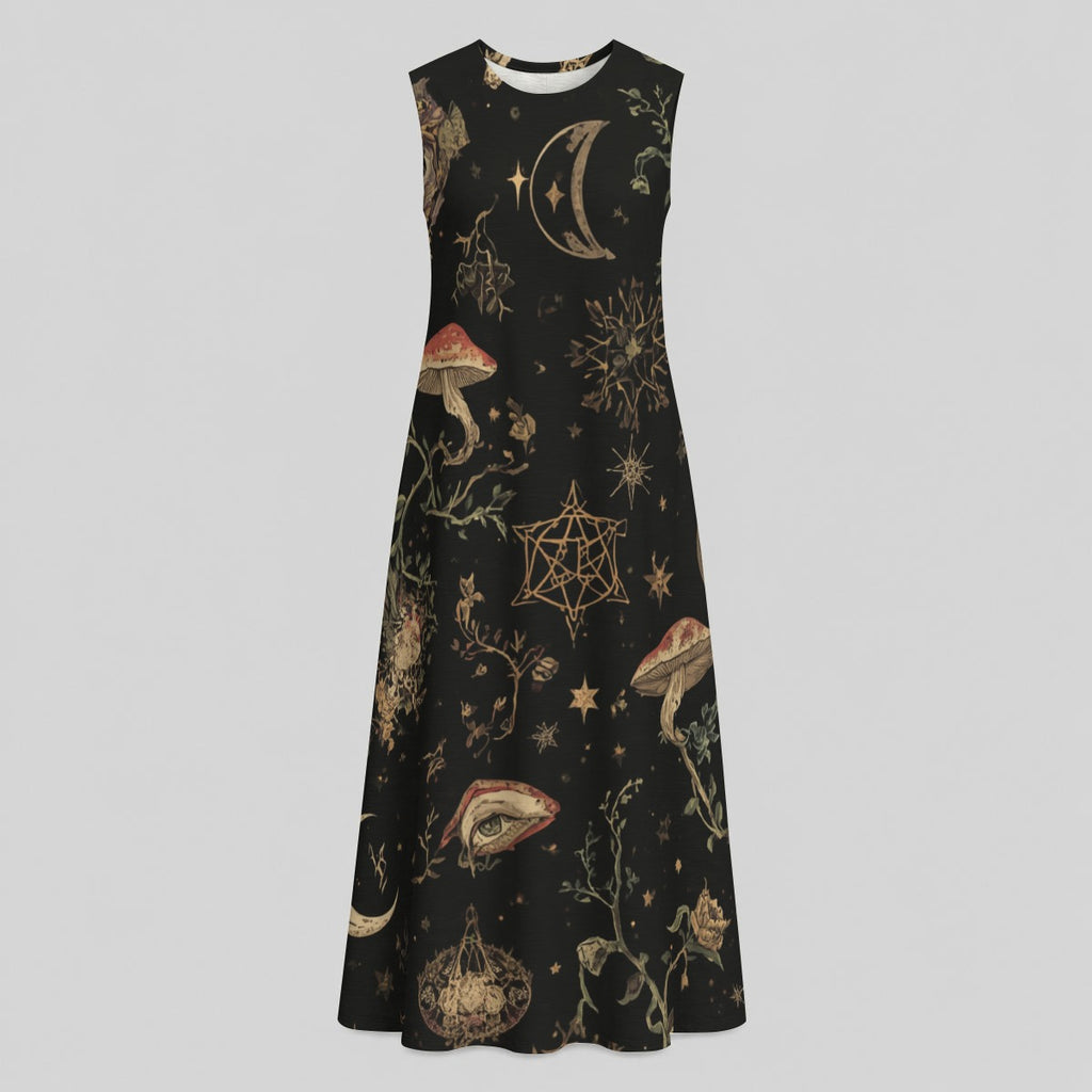 Women’s Whimsigoth Maxi Dress | Moonlit Ritual Garden – Cotton Witchcore & Mystic Forest Dress