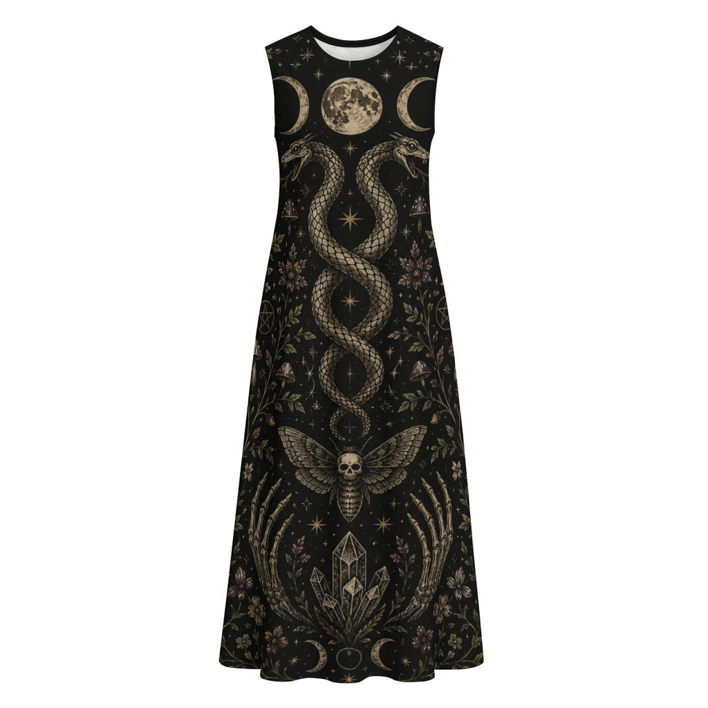 Witchcore Cotton Maxi Dress with Pockets – Wicca Summer Dress | Whimsigoth | Boho