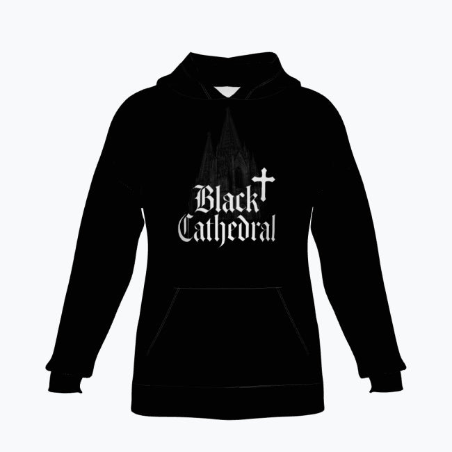 Gothic Oversized French Terry Hoodie | Black Cathedral Shadow Hoodie | Made in Poland